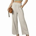 thumbnail image 1 of Azrian Womens Plus Size Pants,Fashion Women's Casual Elastic Waist Pocket Solid Color Trousers Long Pants Clearance Sales Today Deals Prime, 1 of 6