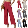 thumbnail image 1 of Azrian Womens Plus Size Pants,Fashion Women's Casual Elastic Waist Pocket Solid Color Trousers Long Pants Clearance Sales Today Deals Prime, 1 of 6