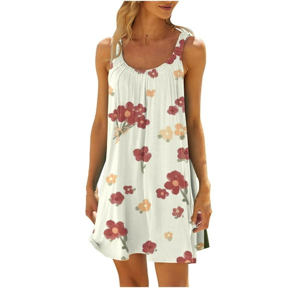Azrian Womens Plus Size Tops,Women Plus Size Casual Printed Round-Neck Short Sleeve Loose Knee-Length Dress Clearance Sales Today Deals Prime