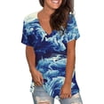 thumbnail image 1 of Azrian Womens Plus Size Tops,Women's Cool Printed Comfortable V-neck Loose Casual Versatile T-shirt Clearance Sales Today Deals Prime, 1 of 5