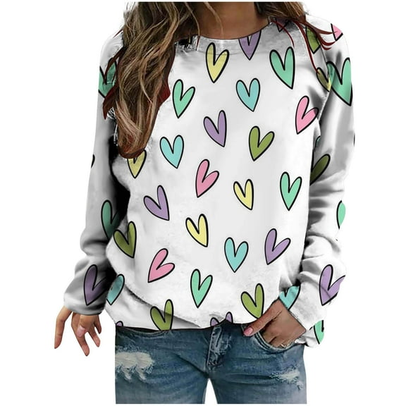 Azrian Womens Shirts Valentine'S Day Sweatshirt Long Sleeve Pullover Tunic Tops