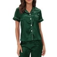 thumbnail image 1 of Azrian Womens Silk Satin Pajamas Set Two-Piece Sleepwear Loungewear Pjs Button-Down Sets,Casual Fashion Home Wear Pajamas Short Sleeve Pajama Set Homewear, 1 of 6