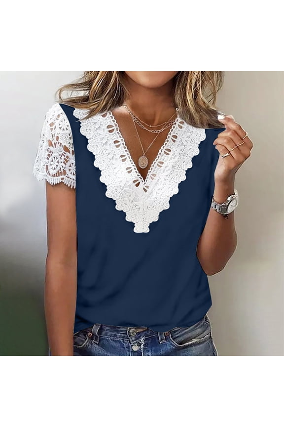 Azrian Womens Summer Tops,Plus Size Shirts,Women Fashion Summer Fold Printed Regular Women Short Sleeves V Neck Button Top