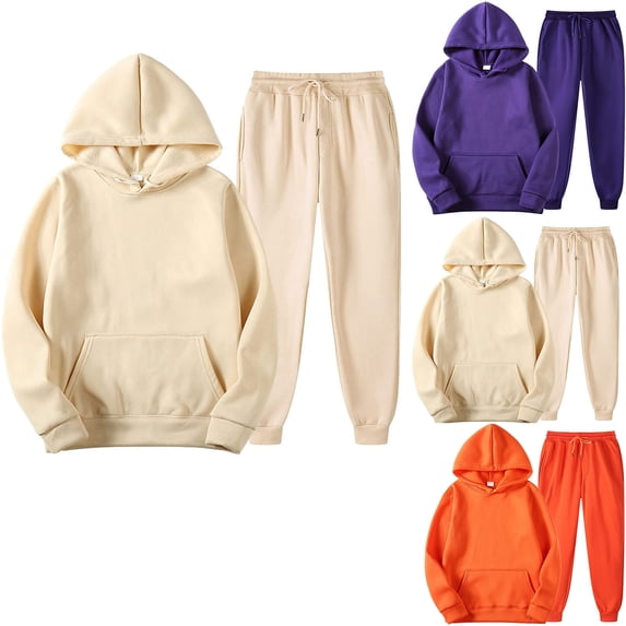 Azrian Womens Sweater Fall Two Pieces Hooded,Plus Size Womens 2PCS Activewear Sets Outfits Men's and Women's Sports Tracksuits Long Sleeve Pullover Hoodies Fall Winter Suit
