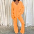 thumbnail image 1 of Azrian Womens Sweater Two Pieces Hooded Clearance,Plus Size Women Two Piece Outfits,Long Sleeve Solid Color Tops With High Waist Pants Baggy Warm Pajama Sets(A-Orange,L), 1 of 7
