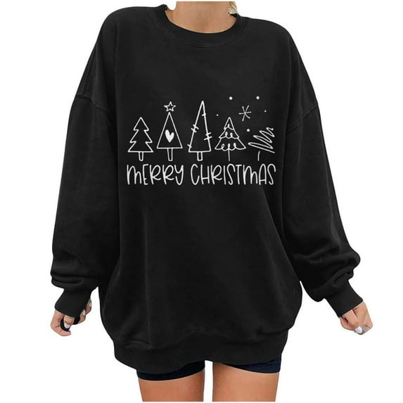 Azrian Womens Sweaters Saving,Plus Size Women's Fashion Loose Long Sleeve Round-Neck Blouse Christmas Printing T-Shirt Tops Clearance on Sale Deal for 2023