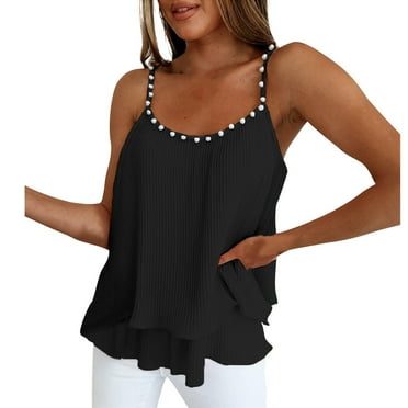 Azrian Womens Tops 2023,Fashion Women's Summer Round-Neck Sleeveless Solid Casual CamisTop Blouse Clearance Sale