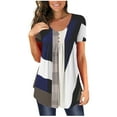 thumbnail image 1 of Azrian Womens Tunic Tops Short Sleeve Shirts Botton Up Casual Ruched Blouses Clothes, 1 of 6
