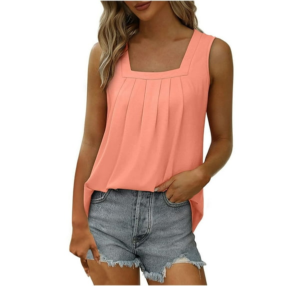Azrian women tank top Women's Fashion Solid Color V-neck Comfortable Loose T-shirt Sleeveless Blouse Casual Tops