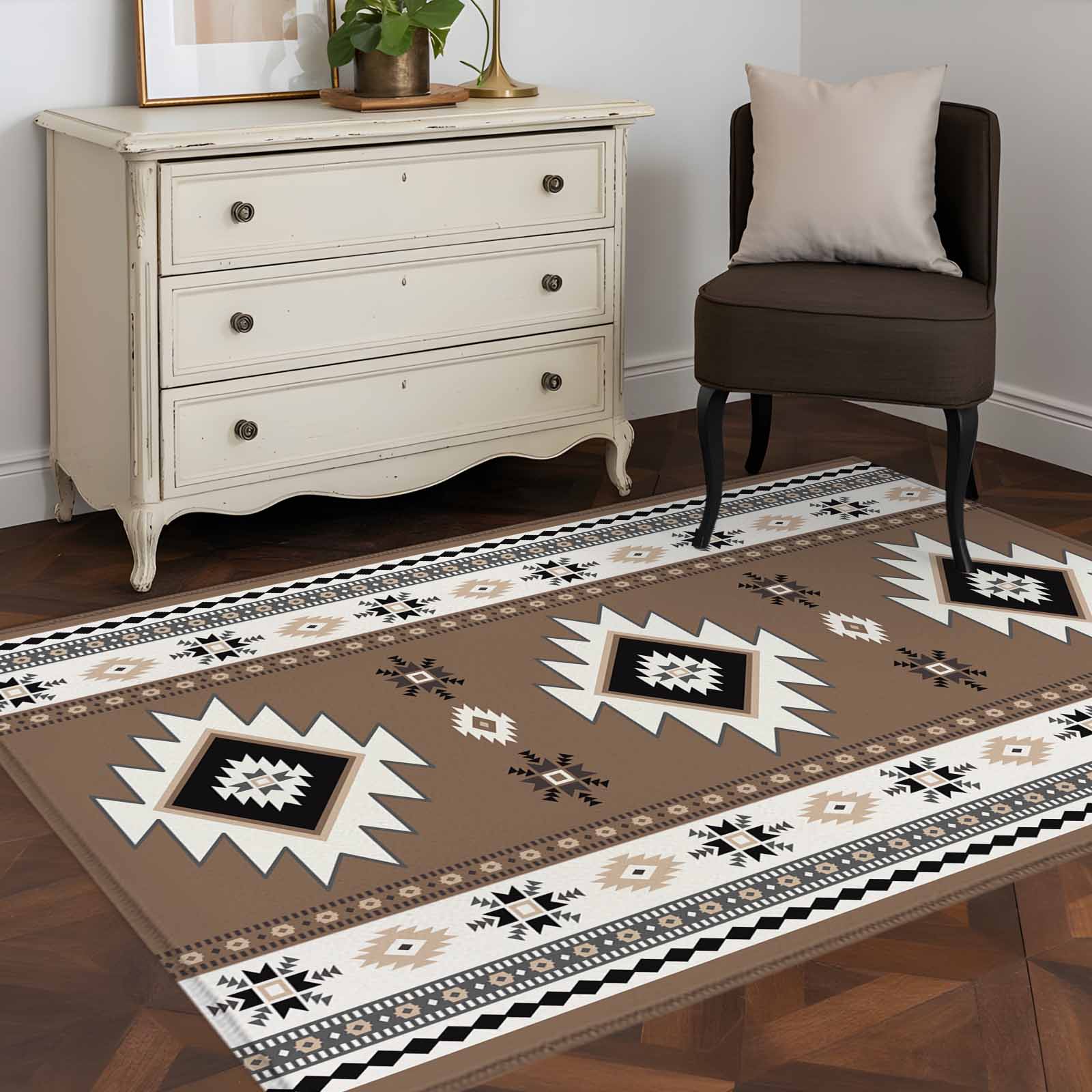 Aztec 4x6 Rug for Dining Table for 4 People Under Table, Southwest Wind ...