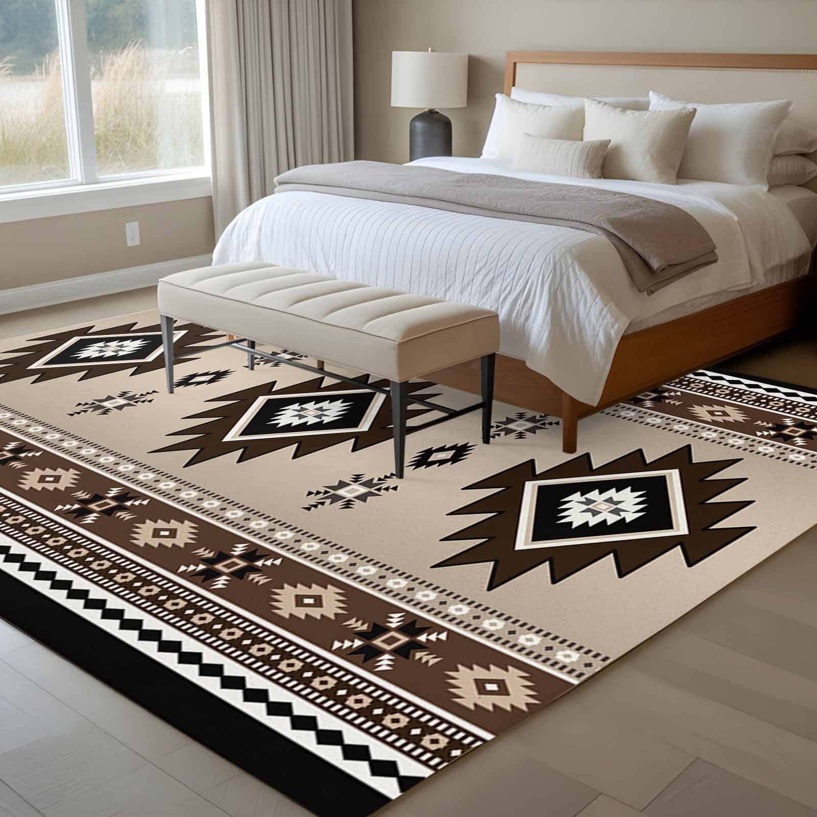 Aztec 6x9 Rug for Dining Room Table and Chair Setup, Brown Southwest ...
