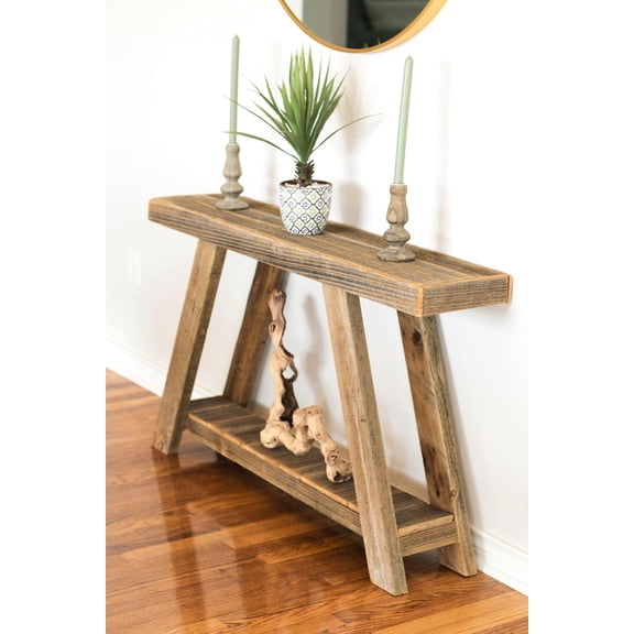 Aztec A-Frame Console; 46L x 10D x 28H Reclaimed Wood Table (Natural)