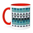 thumbnail image 1 of 3dRose, Aztec Andes Tribal Geometric Pattern Blue and White, 15oz Two-Tone Red Mug, 1 of 7
