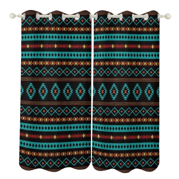 Aztec Art 2pcs Blackout Curtains For Living Room Bedroom Grommet Top Window Set for Left And Right Biparting Open