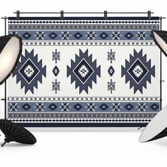 Aztec Backdrop for Photography, Dark Blue Southwest Wind Bohemian Ethnic Wind Photo Backdrop Portrait Background Party Banner Photo Backgrounds for Studio Booth Props, 7x5ft