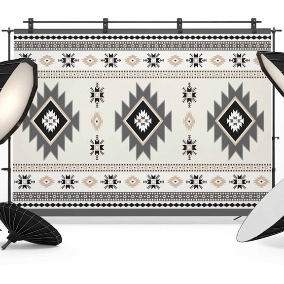 Aztec Backdrop for Photography, Gray Southwest Wind Bohemian Ethnic Wind Photo Backdrop Portrait Background Party Banner Photo Backgrounds for Studio Booth Props, 7x5ft