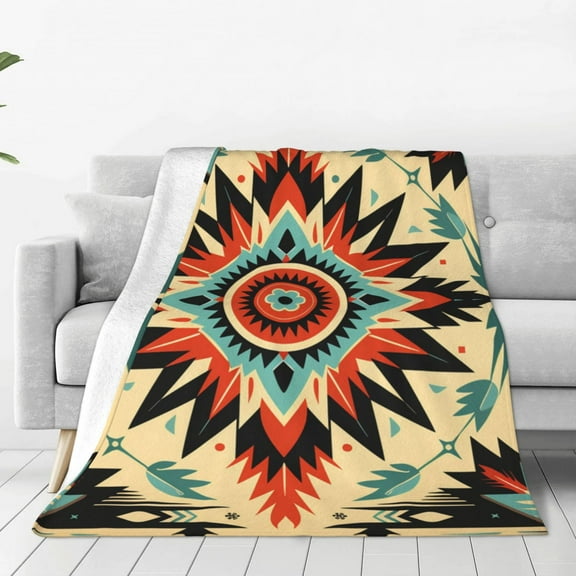 Aztec Baja Southwest Native Western Throw Blanket Super Soft Lightweight Cozy Fluffy Plush Blanket for Bed Couch Sofa Chair 40x30