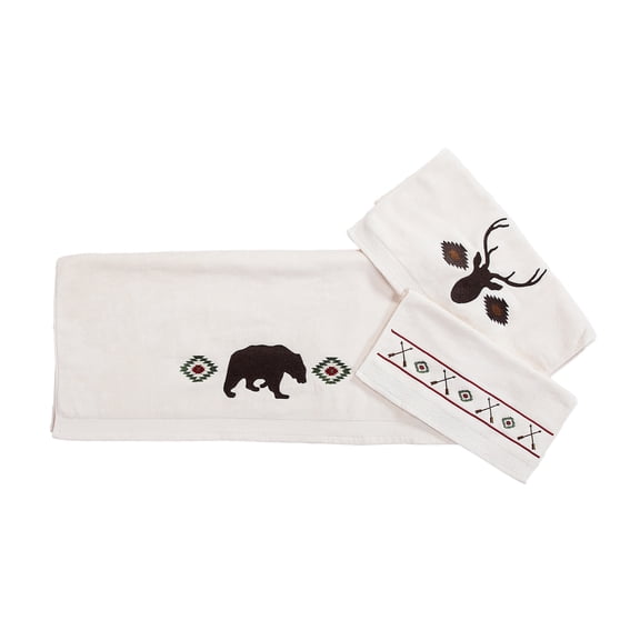 Aztec Bear Towel Set, Cream, 3PC