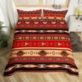 thumbnail image 1 of Aztec Bedding Set Ethnic Tribal Arrow Duvet Cover,Vintage Southwestern Native Bohemian Comforter Cover Queen,Western Star Bed Set Exotic Geometric Diamond Stripes Room Decor,Red and Black, 1 of 5