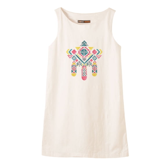 Aztec Big Pattern Watercolor Printed Vintage Linen Mini Shift Dress WDS_01 20