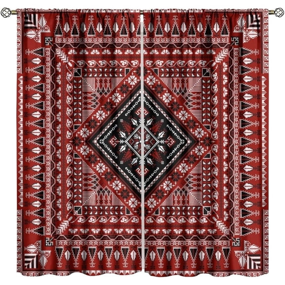 Aztec Blackout Curtains, Southwestern Native Tribal American Ethnic Western Boho Geometric Window Drapes, for Living Room Bedroom 52" W X 84" L