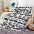 thumbnail image 1 of Aztec Blanket, Black and White Boho Native Tribal American Throws Blankets, Southwest Geometric Vintage Flannel Soft Blanket Cover for Couch Chair Bed Outdoor Travel Decor, 50X60IN, 1 of 6