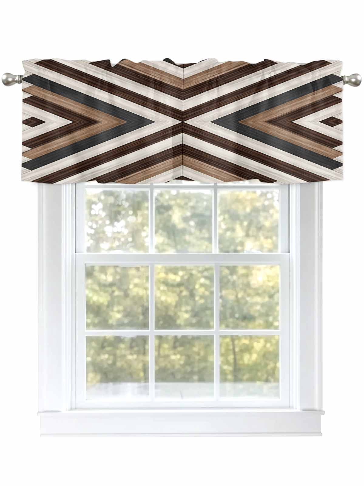 Valance Short Aztec Bohemian Valances for Windows Modern Neutral Wooden Texture Art ...
