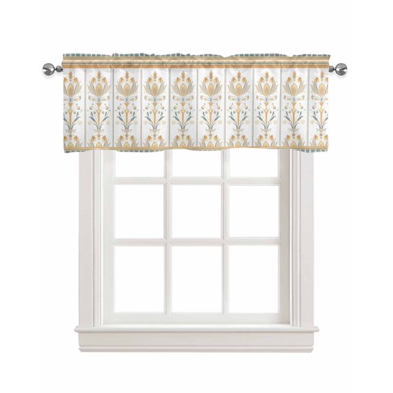 Aztec Boho Kitchen Valances for Windows Farmhouse Linen Window Valance Curtain for Living Room Window Treatment Ethnic Southwest Tribe Geometric Stripes Valance Rod Pocket Topper Drape, 54 x 18 Inch