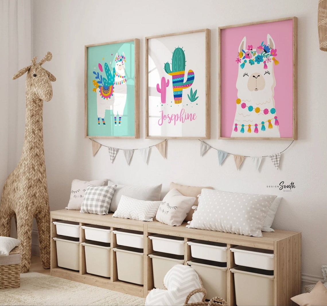 Aztec Boho Llama Wall Art Prints, Baby Girl Nursery Decor - Walmart.com