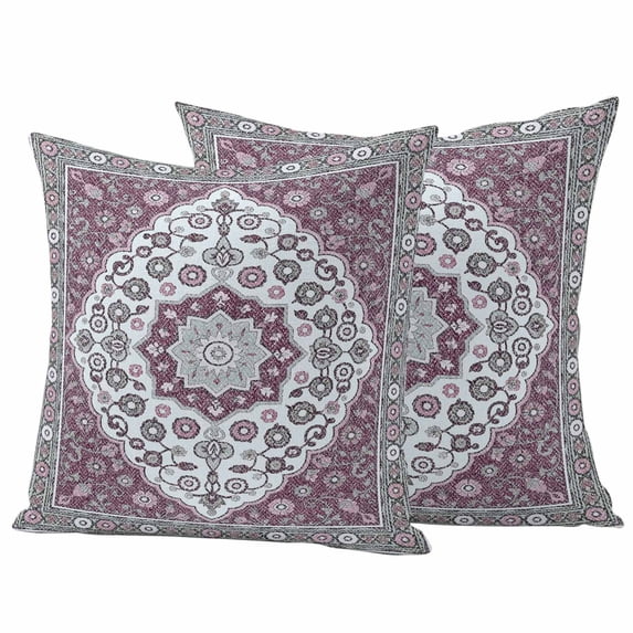 Aztec Boho Outdoor Waterproof Pillow Covers, Purple Gray Southwest Ethnic Tribal Abstract Decorative Square Throw Pillowcase Sofa Cushion Sham for Patio/Couch/Chair, 20"x20" 2 Pack