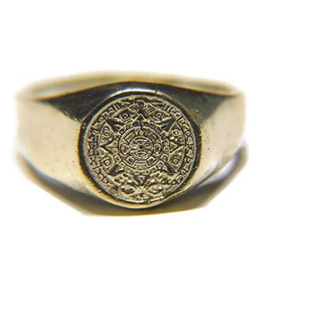Aztec Calendar Ring 14k Solid Yellow Gold!!