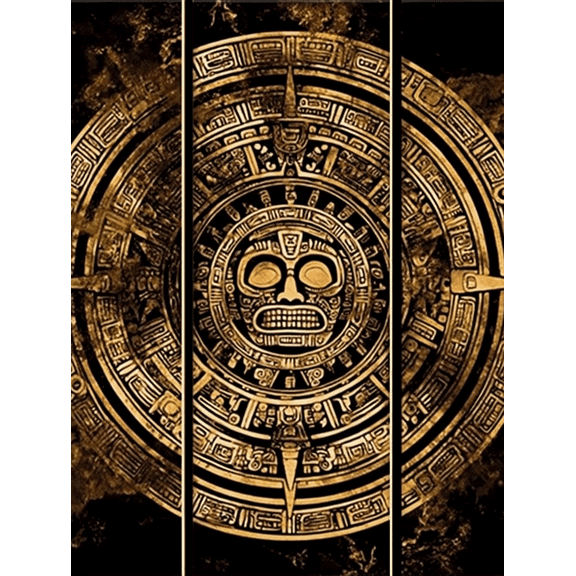 Aztec Calendar Skull Canvas Print/Wall Art Suitable for Living Room Bedroom Office Dining Room and Hallway Decoration.
