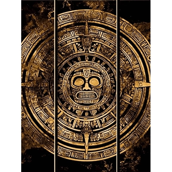 Aztec Calendar Skull Canvas Print/Wall Art Suitable for Living Room Office Dining Room and Hallway Decoration.