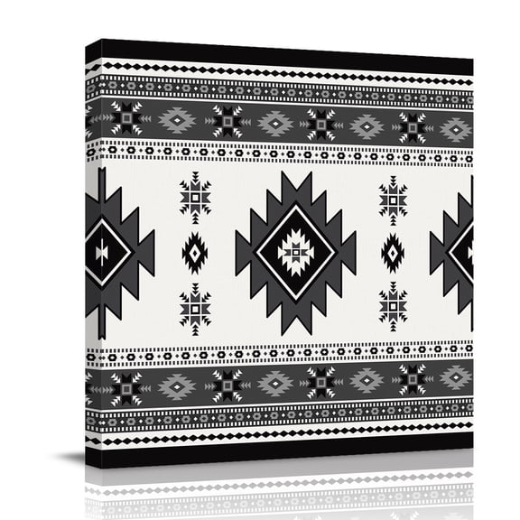Aztec Canvas Wall Art for Living Room, Gray Southwest Wind Bohemian Country Farmhouse Poster Print Painting for Bedroom Office Home Decoration Wall Pictures Prepare To Hang 8"x8"