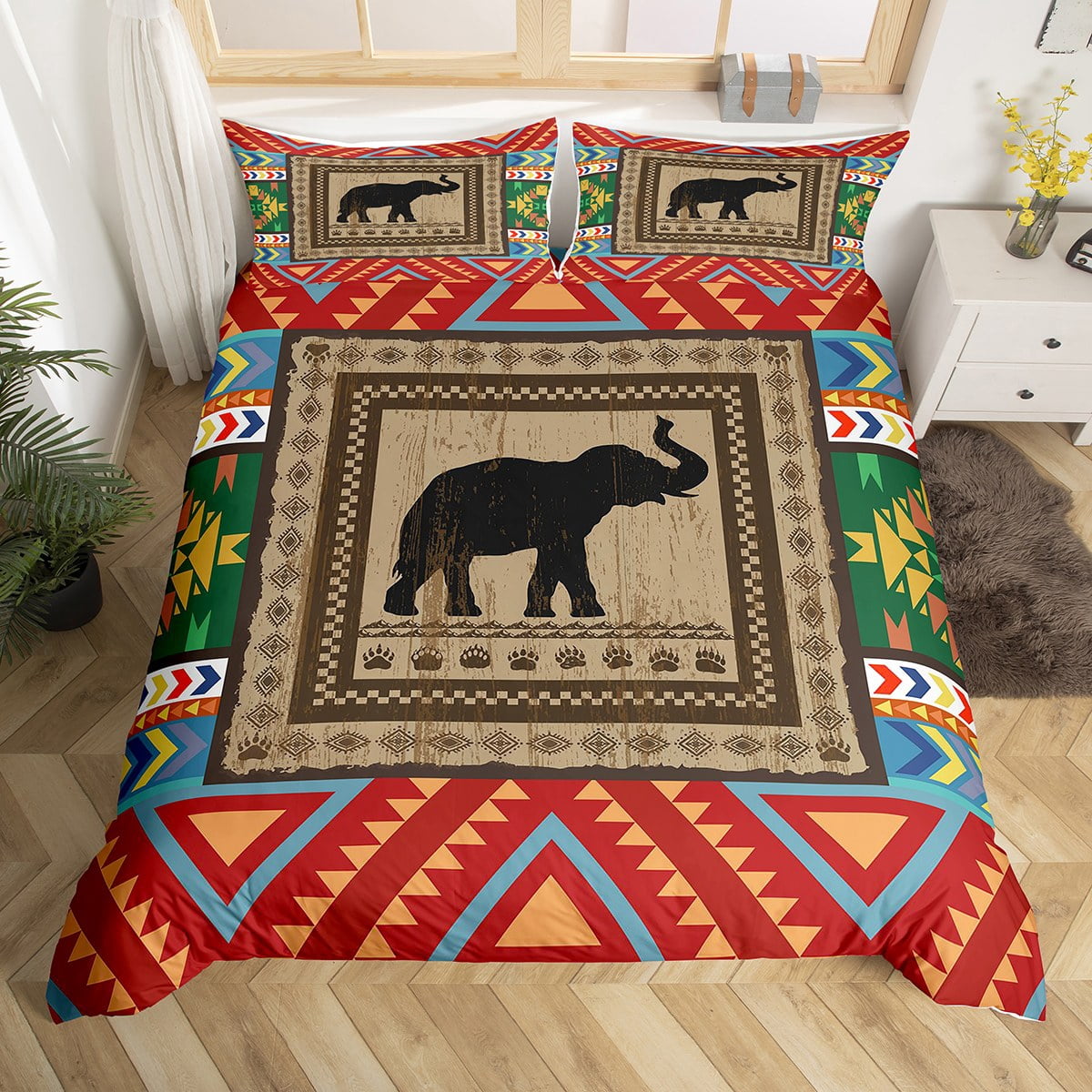 Aztec Comforter Cover Twin Black Elephant Duvet Cover Rustic Farmhouse