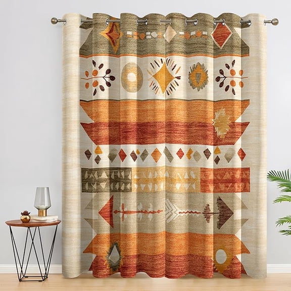 Aztec Curtains for Bedroom Decor, Southwestern Tribal Native Ethnic Rustic Farmhouse Pattern Design Blackout Drapes, Aztec Curtains for Living Room 53"W x 96"L (Pack of 2)