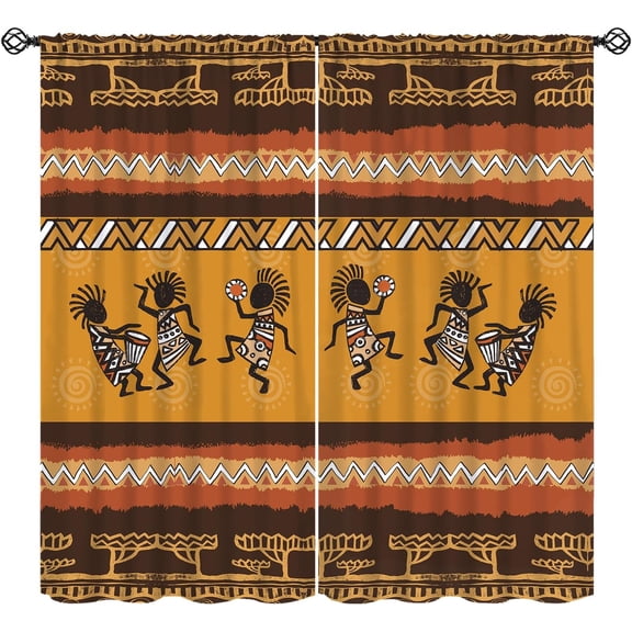 Aztec Curtains, Native Southwestern American Aztec Pattern Window Treatments, Rod Pocket Thermal Insulated Drapes 2 Panel Sets for Bedroom Living Room Kitchen, 84" W X 84" L