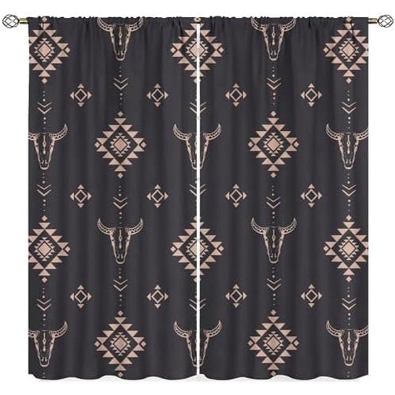 Aztec Curtains, Southwestern Ethnic Geometric Window Treatments for Living Room,Farmhouse Tribal Boho Native Pattern Drapes 2 Panel Set,52x84 Inch Decor$$Home Decor, Kitchen, & Other