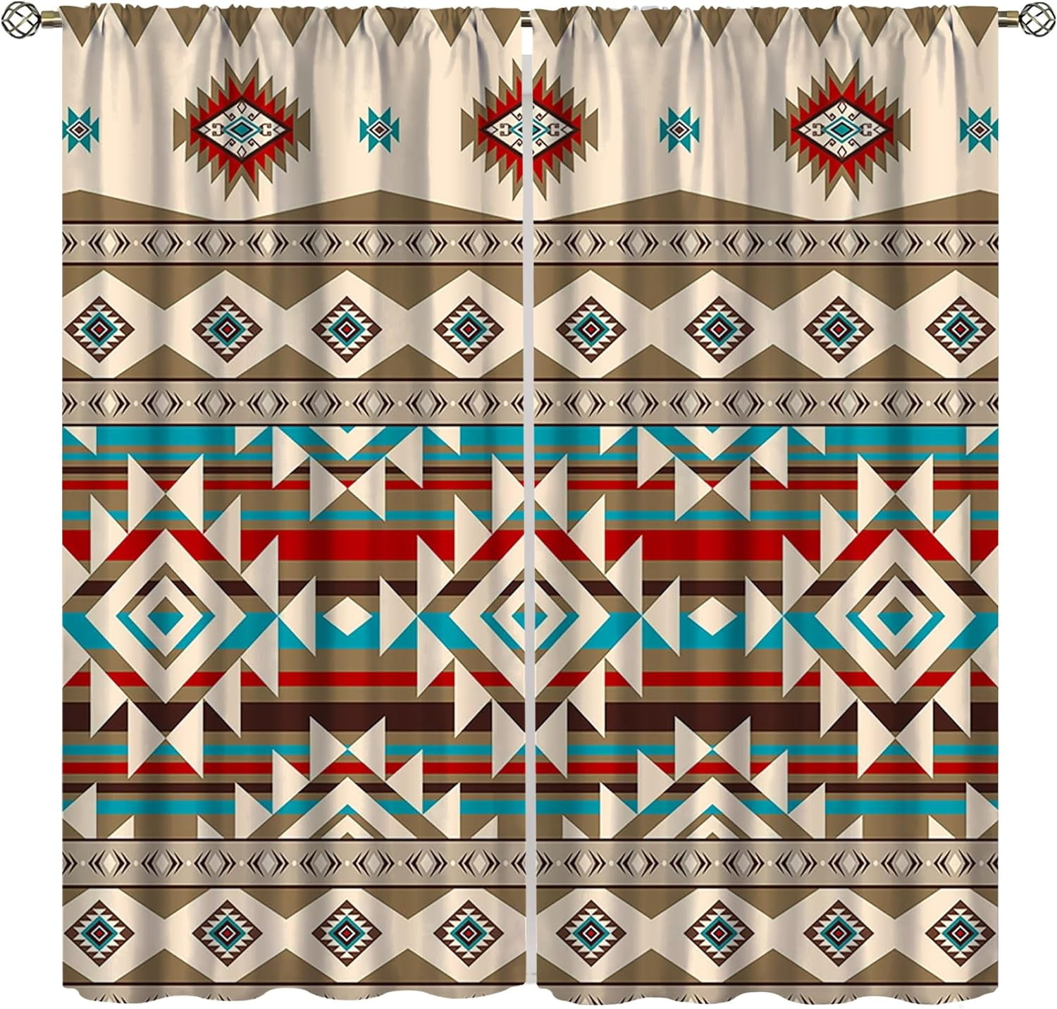 Aztec Window Aztec Curtains, Southwestern Native Tribal American Ethnic Pattern ...
