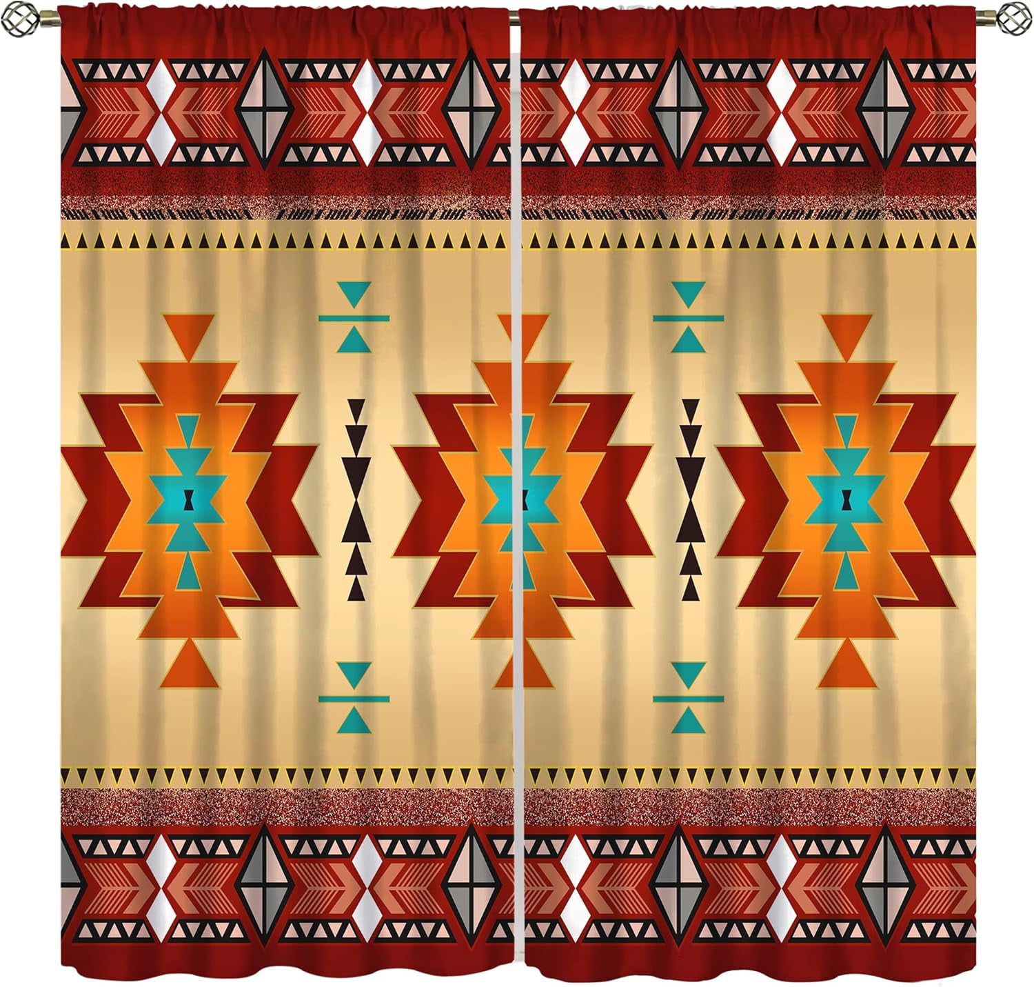 Aztec Window Aztec Curtains, Southwestern Native Tribal American Ethnic Pattern ...