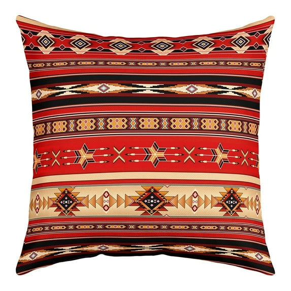 Aztec Cushion Cover 16x16 Inch, Tribal Arrow Throw Pillow Cover, Vintage Southwestern Bohemian Pillow Cover, Western Star Decorative Pillow Cover Exotic Geometric Stripes