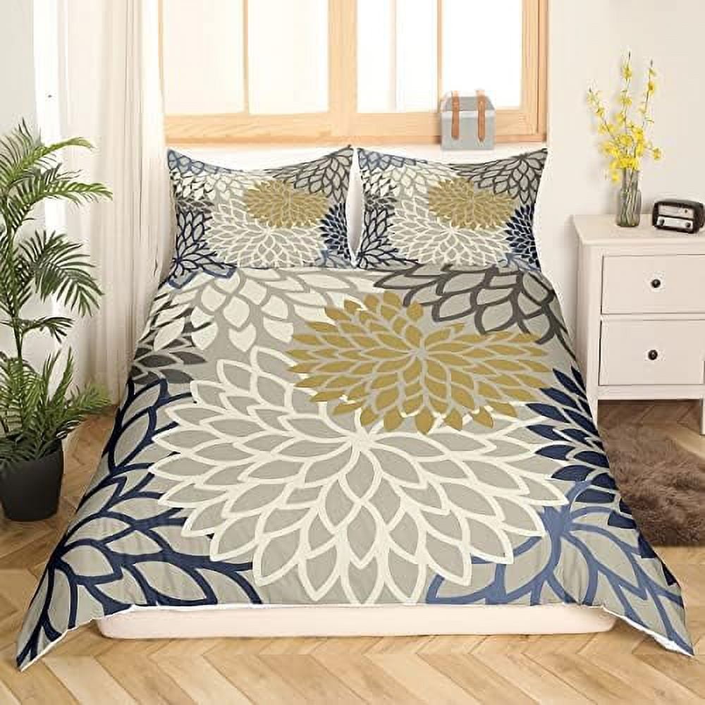 Aztec Dahlia Duvet Cover Full Size Mexican National Flower Comforter Cover for Adult Women Girls