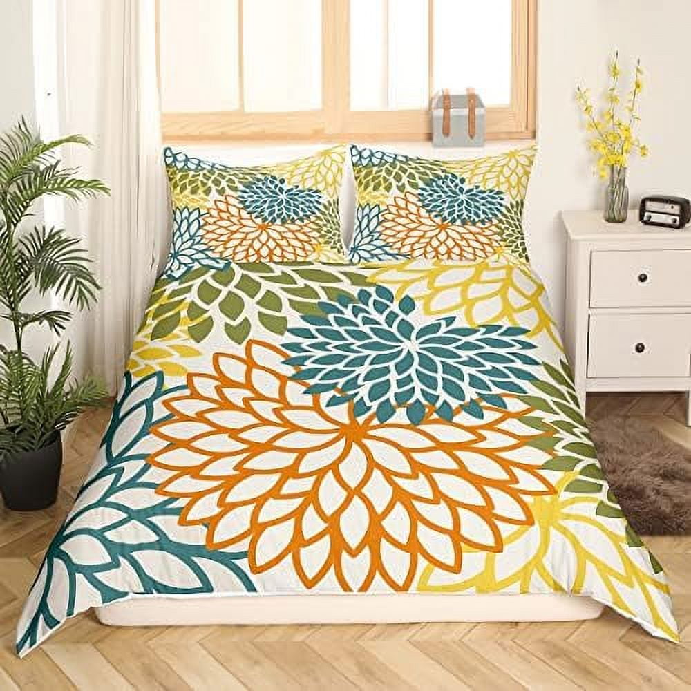 Aztec Dahlia Duvet Cover Full Size Mexican National Flower Comforter Cover for Adult Women Girls