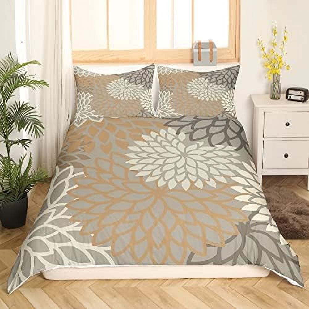 Aztec Dahlia Duvet Cover Full Size Mexican National Flower Comforter Cover for Adult Women Girls
