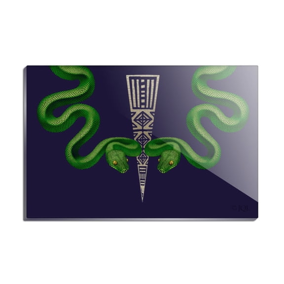 Aztec Double Green Snakes Rectangle Acrylic Fridge Refrigerator Magnet