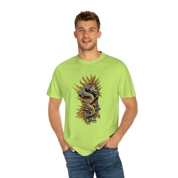 Aztec Dragon Design Unisex Garment-Dyed T-shirt
