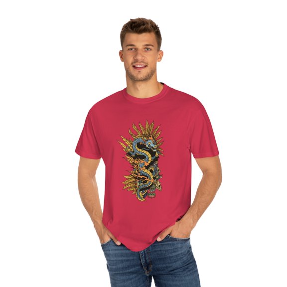 Aztec Dragon Design Unisex Garment-Dyed T-shirt