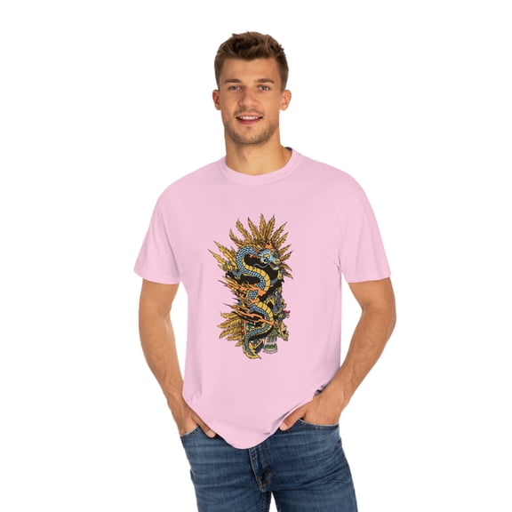 Aztec Dragon Design Unisex Garment-Dyed T-shirt