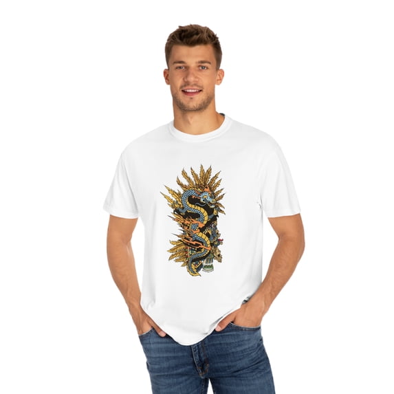 Aztec Dragon Design Unisex Garment-Dyed T-shirt