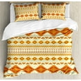 thumbnail image 1 of Aztec Duvet Cover Set, Old Pattern with Vintage Colors Mexican Indigenous Culture, Decorative 3 Piece Bedding Set with 2 Pillow Shams, Calking Size, Yellow Orange, by Ambesonne, 1 of 3